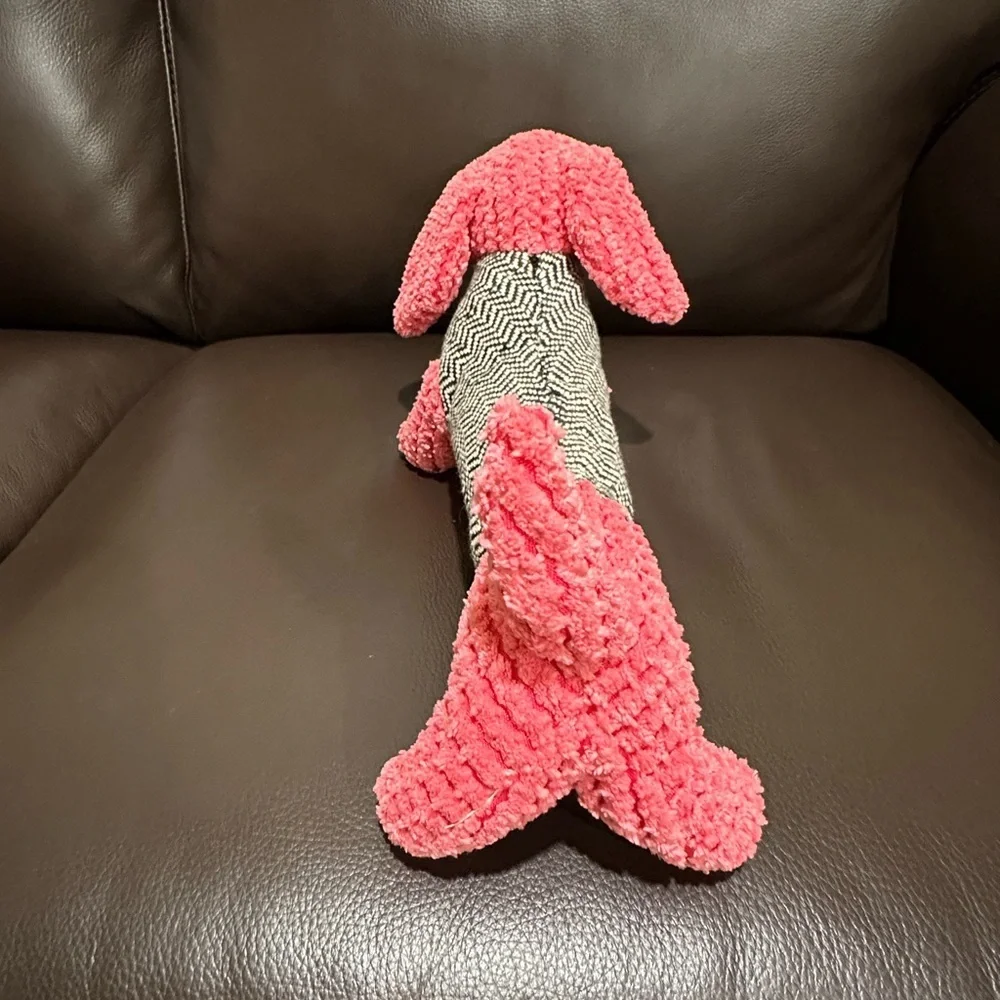 SQUEAKY TOY Cheerful Pink Black Dog Cat Plush Toy Terrycloth Soft Fabric